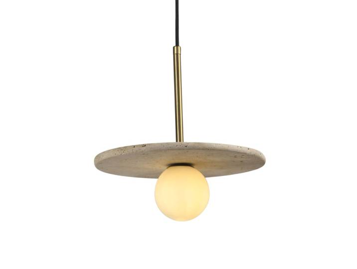 Suspension en verre beige et blanc 25 cm
