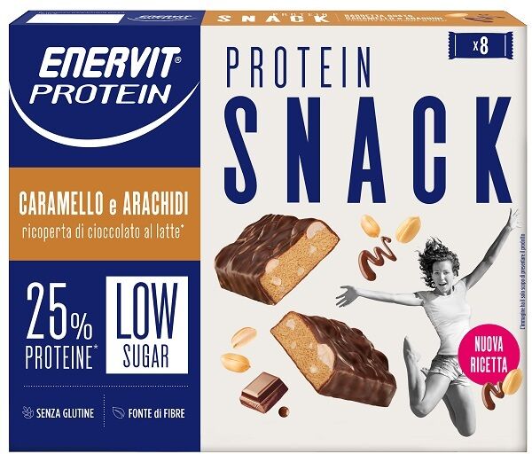 Enervit Proteine Snack Caramello e Arachidi, 8 pezzi