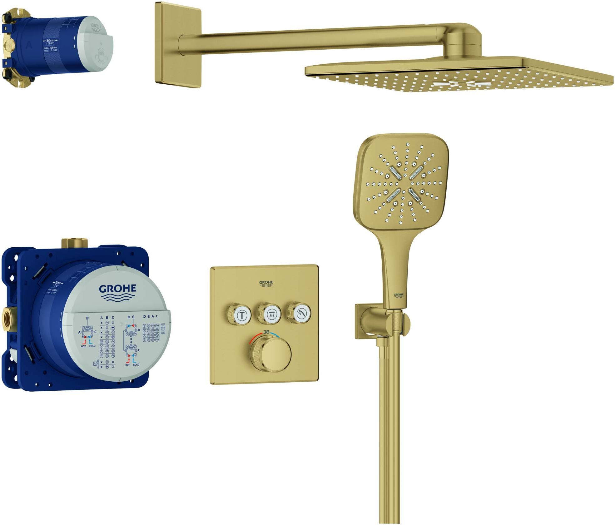 Grohe Grohtherm Smartcontrol système de douche 34864GN0 encastré, cool Sunrise brossé