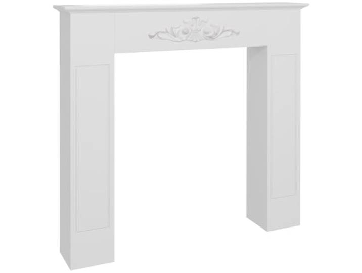 HOMCOM Manteau de Cheminée Cadre Bois Massif 101 x 19 x 100 cm Blanc Encadrement\, Décoratif\, pour Cheminée Électrique
