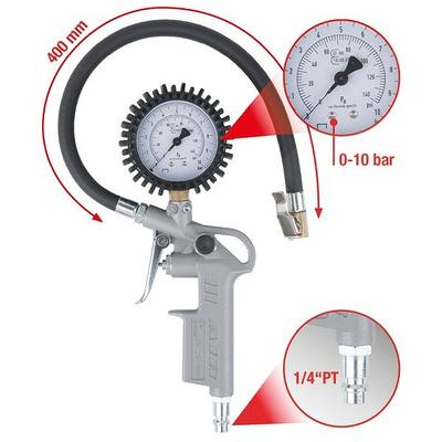 Ks Tools Geeichter Druckluft-Reifenfüllmesser, 0-10 bar [Hersteller-Nr. 515.1960]