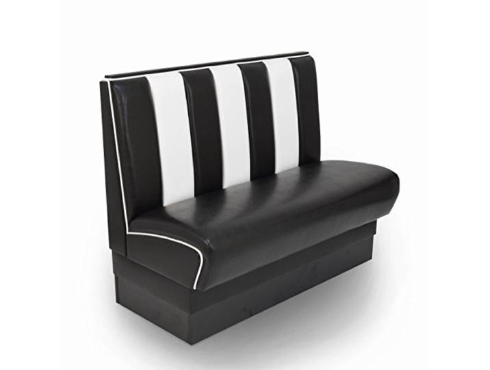 möbelland24 American Dinerbank Gastronomie Sitzbank USA Style 50er & 60er Jahre Schwarz-Weiß, 120cm