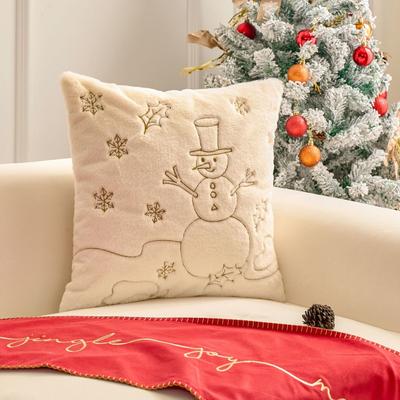 Retailers Go Christmas Simple Pillow Case, Solid Color Embroidery, Skin Friendly Material, Modern Simplicity, Joyful Celebration snowman