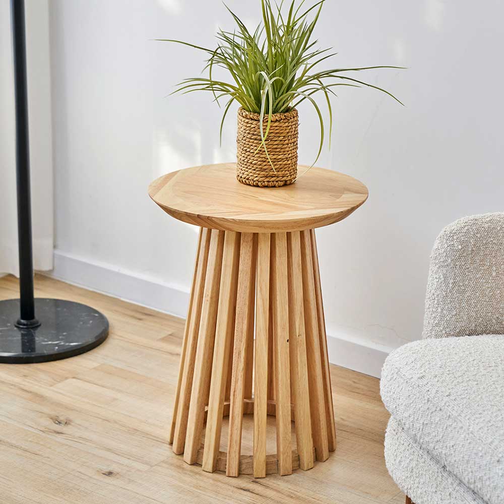 Pharao24.de Beistelltisch hoch Holz im Skandi Design runder Tischplatte