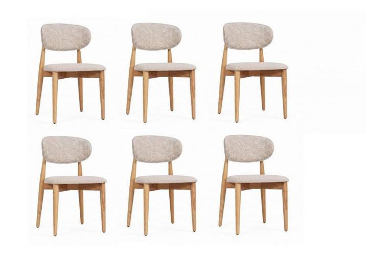 Xlmoebel Sitzgruppe Elegante gepolsterte Esszimmerstühle im modernen Beige, 6er Set, Made in Europa