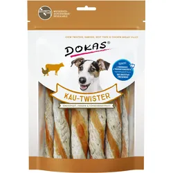 DOKAS Kau-Twister 200 Gramm Hundesnacks Rinderhaut, Pansen & Hühnerbrust 9 x 200 Gramm