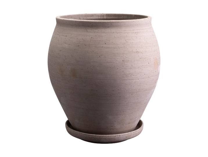 Bergs Potter Cache-pot avec soucoupe Delphi 2 pièces Gris, Ø26 cm