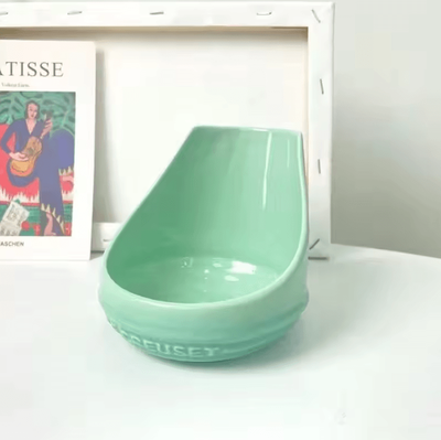 Inspire Curations Heritage Ceramic Lid & Spoon Rest Stand cyan Spoon Holder