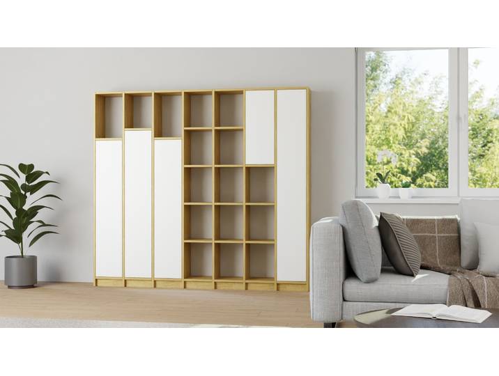 Eleganter Wohnzimmerschrank - Wohnschrank mit vielen Optionen Eiche Natur geölt