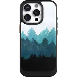 Nivocase Hülle für Apple iPhone 16 Pro Handyhülle NIVOcore Case Schwarz Abstrakt Baum Wald (Apple iPhone 16 Pro), Smartphone Hülle, Schwarz