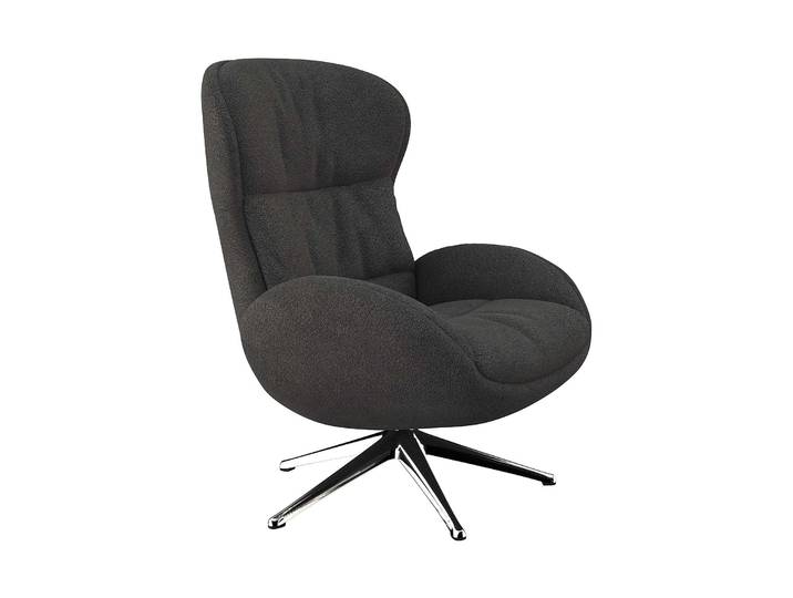 Relaxsessel, 100% Polyester, Anthrazit Grau, 70×104×79 cm, Drehbar & Ergonomisch, Modern, FLEXLUX