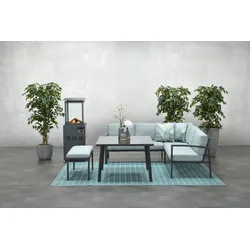 Garden Impressions Dining-Ecklounge "Petone" inkl. Ecksofa, Bank und Tisch,grau / mint,