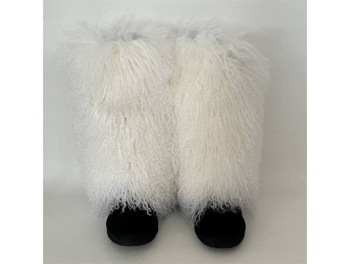 Jambières en vraie fourrure Y2K Punk hiver chaud mongole fourrure de mouton Leggings bottes couverture Lolita Harajuku fête jambe chaussettes