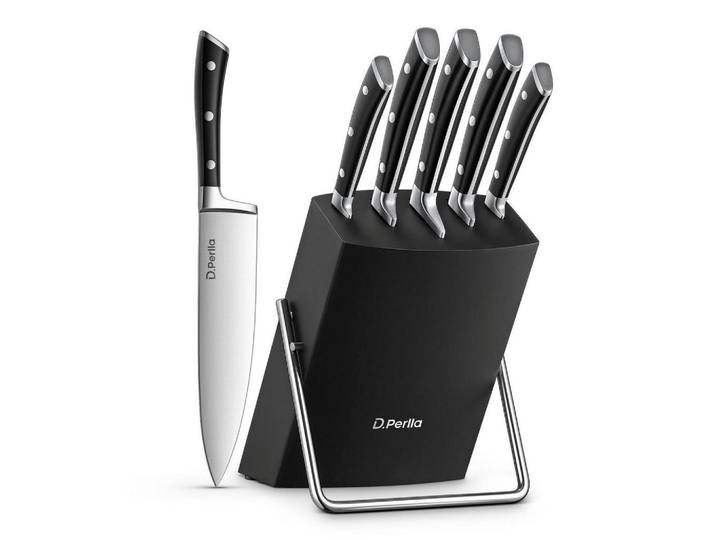 Messerblock Set 6-teilig Edelstahl Schwarz, Metall, Kochgeschirr, Küchenmesser, Messersets