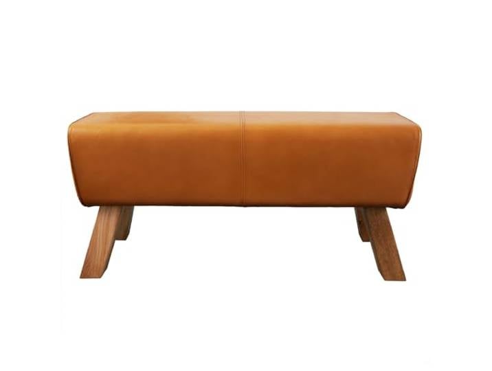 Riess Ambiente Sitzbank TURNBOCK 100cm - Cognac - Echtleder Montiert, inklusive Bodenschutz aus Filz, hochwertige Verarbeitung, natürliche Holzmerkmale, individuelle Maserung, für Flur