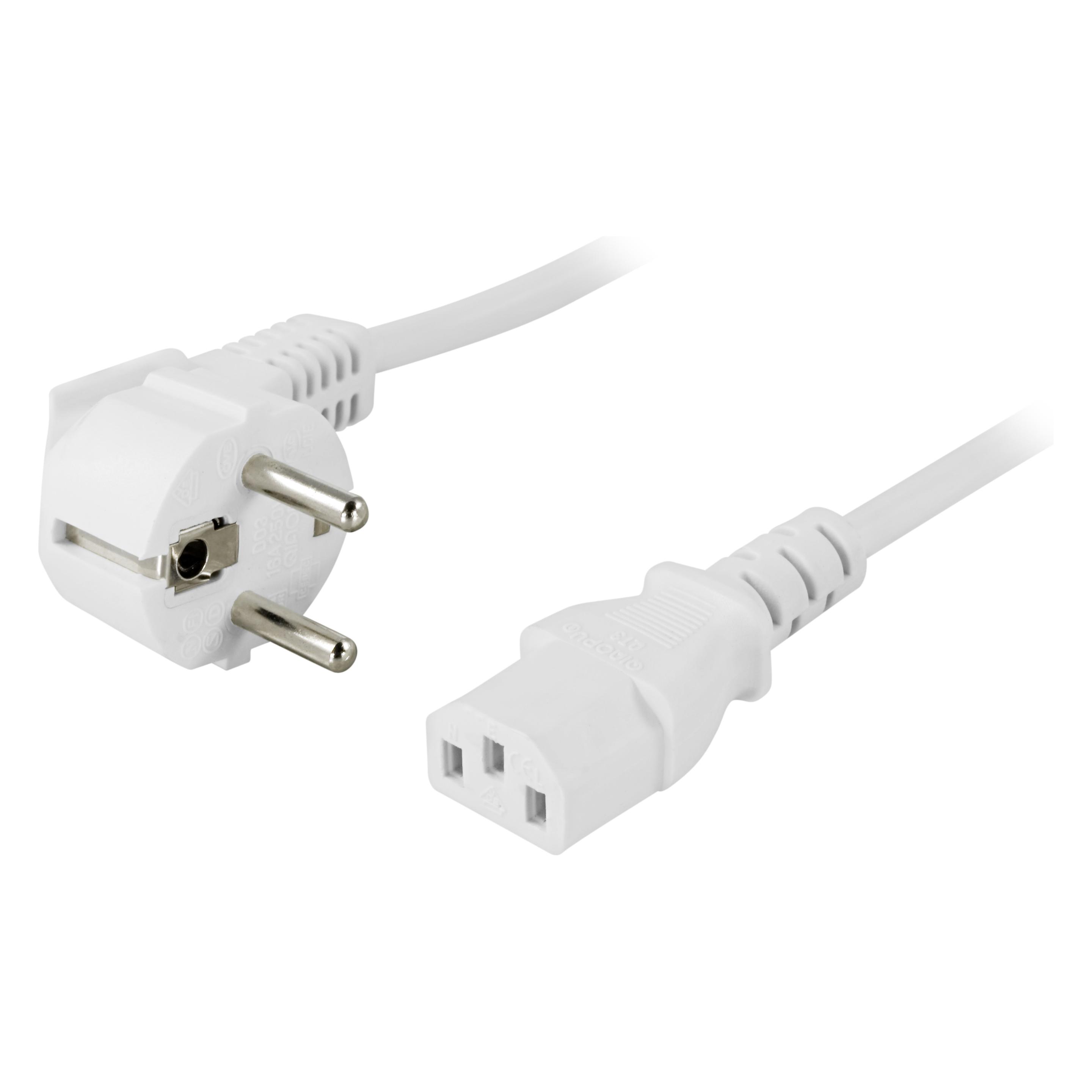 Deltaco Kbl apparatkabel jordad vinklad 0.5m vit (0.50 m) (DEL-109V-50)