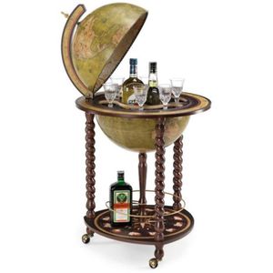 Zoffoli Globusbar Explora Olive, Ø 40 cm, aus Buchenholz, mit Bodenplatte und Rollen