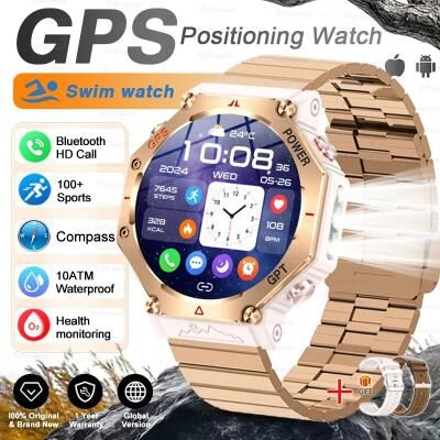 Uplift Picks IronPeak Ultra GPS Smart Watch AMOLED Waterproof Military Sports Watch gold Steel B gps Swimming Watch