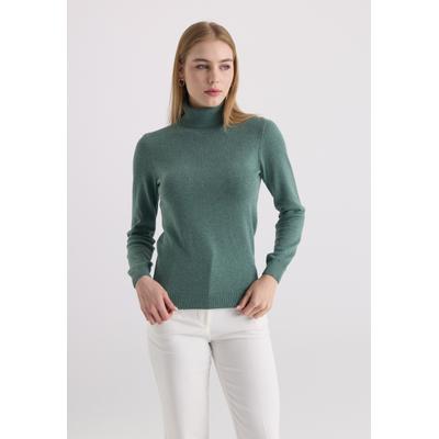 Rollkragenpullover FELIX HARDY "Rollkragenpullover", Damen, Gr. L, grün, 100% Baumwolle, hoch geschlossener Ausschnitt, Pullover Rollkragenpullover
