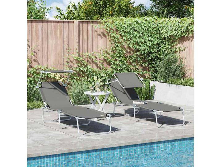 vidaXL Sonnenliege 2 stk. Polyester Grau