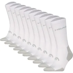 HEAD Unisex Tennissocken, 10er Pack - ELEMENTS TENNIS CREW ECOM, Sportsocken Weiß / 39-42