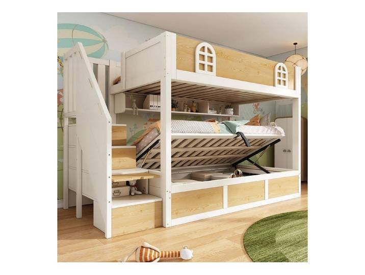 LuxusKollektion Etagenbett Etagenbett 90x200 cm mit Stauraum (1-St)
