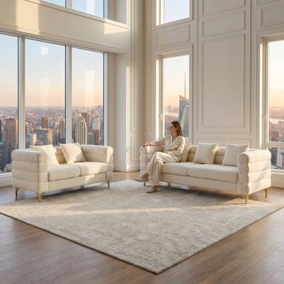 Loedds Upholstered Sofa Set with Pillows & Metal Legs