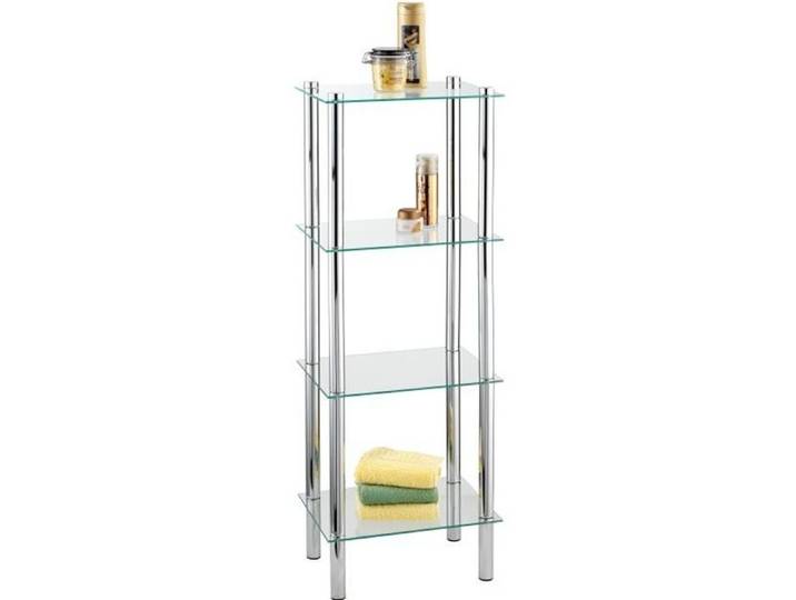 Étagère salle de bain sur pied WENKO exclusive Yago - 4 tablettes en verre trempé - 40x104x30 cm - Brillant