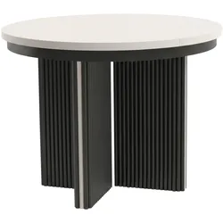 ESSTISCH Prestige runder Design-Tisch, ausziehbar Ø 120–200 cm, Kaschmir+Kaschmir/schwarze Beine