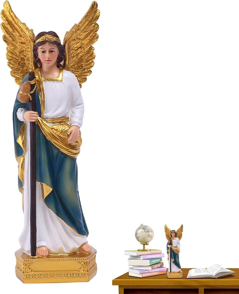 San Raphael Handgeschilderd Engel Beeldje Vrouwen Decoratie Hoogte: 22,86 cm