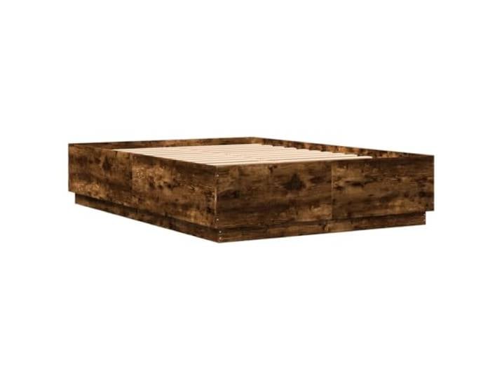 KTHLBRH Bettgestell Eiche Rauch 150 x 200 cm aus mehrschichtigem Holz Modernes Bettgestell, Lattenrost inklusive, robuste Struktur, einfache Montage