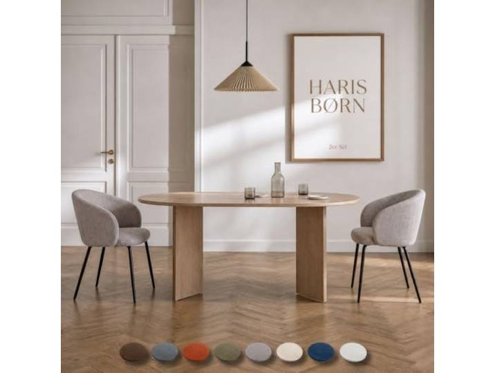 Haris Børn® Esszimmerstühle (2er Set) Grau-Braun - Bequeme Polster Esszimmerstühle mit Armlehne - Premium Esstisch Stühle & Wohnzimmer Stühle - Moderne Esszimmerstühle 30 Tage risikofrei testen