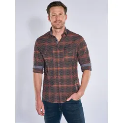 engbers Herren Karohemd Orange regular kariert Kent-Kragen - L