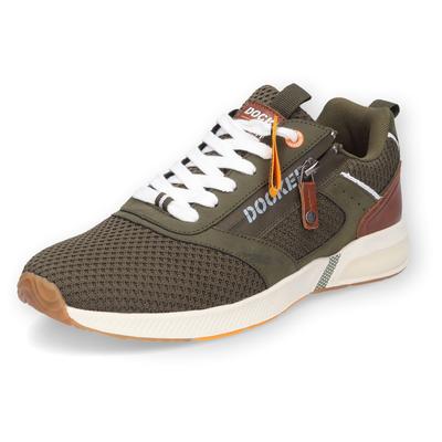 Sneaker DOCKERS BY GERLI, Herren, Gr. 41, grün (khaki), Synthetik, Textil, Schuhe Sneaker, Freizeitschuh, Schnürschuh, komfortabler Schuhweite G (=weit)