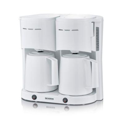 SEVERIN Kaffeemaschine Duo 2in1 KA 9314, 2 getrennte Heizsysteme, 2 Thermoskannen mit Durchbrühdeckel, Tropf‑Stopp, Abschaltautomatik, B 395 x T 255 x H 365 mm, weiß