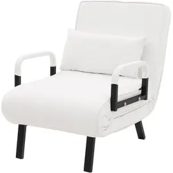 ML-Design Schlafsessel mit Bettfunktion, 3in1 Sessel mit Schlaffunktion, Klappbarer Bettsessel, Klappsessel, Faltbares Schlafsofa, Chenille, Weiß