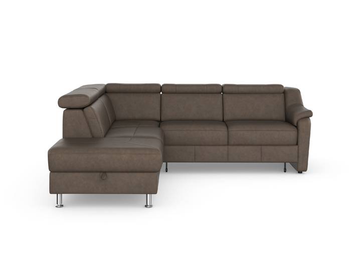 Ecksofa, Luxus-Microfaser, Grau (Taupe), 252×216 cm, Mit Bettfunktion & Stauraum, Sit & More
