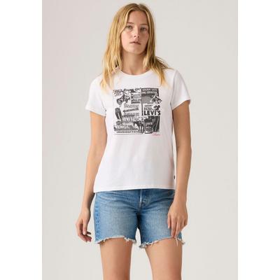 T-Shirt LEVI'S "THE PERFECT TEE", Damen, Gr. L (40), zine cowboy grid hellweiß, Jersey, Obermaterial: 100% Baumwolle, bedruckt, normal hüftlang, Rundhals, Shirts T-Shirt