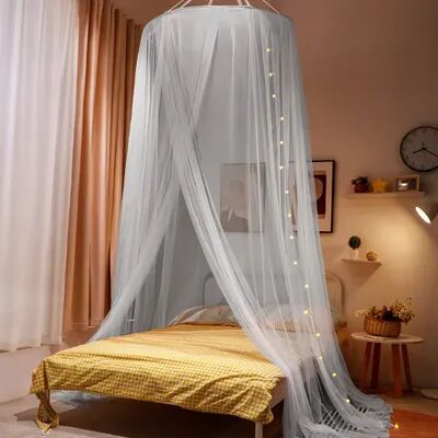 The Handy Homestead Foldable Mosquito Net Bed Canopy For Double Beds gray