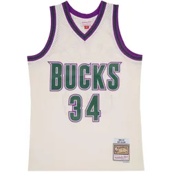 Mitchell & Ness, Herren, Sportshirt, Swingman Jersey Milwaukee Bucks OFF-WHITE Ray Allen - M (M), Beige, M