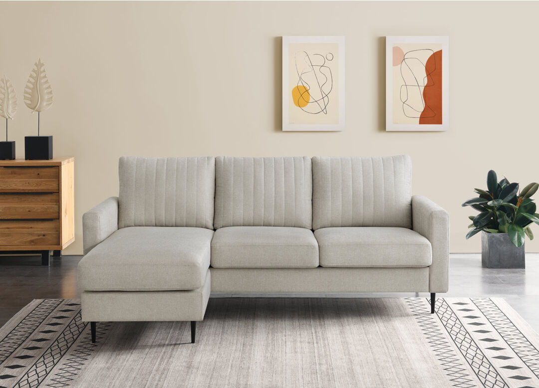 17 Stories Mazlyn Corner Sofa Latte 87cm H X 210cm W X 151cm D