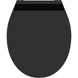 Schütte Duroplast WC Sitz SLIM BLACK, Toilettendeckel mit Absenkautomatik und Schnellverschluss, Klobrille im flachem Design