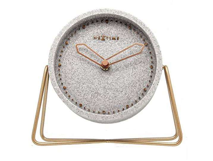 NeXtime Tischuhr CROSS TABLE , lautlos, rund, Stein / Metall, 17,5 x 15,5 cm