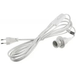 ChiliTec Netzkabel mit Schalter und E14 Fassung 1,4m + 2m lang, weiß