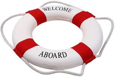 Inspired Finds Mediterranean Lifebuoy Wall Decor Nautical Hanging Ornament scarlet Welcome