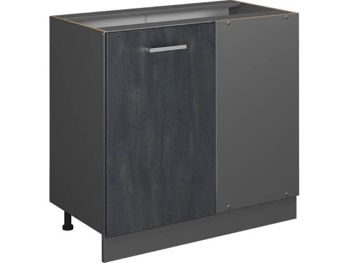 Eckunterschrank Vicco R-Line Schwarz Beton 86 cm ohne Arbeitsplatte, Model 47605