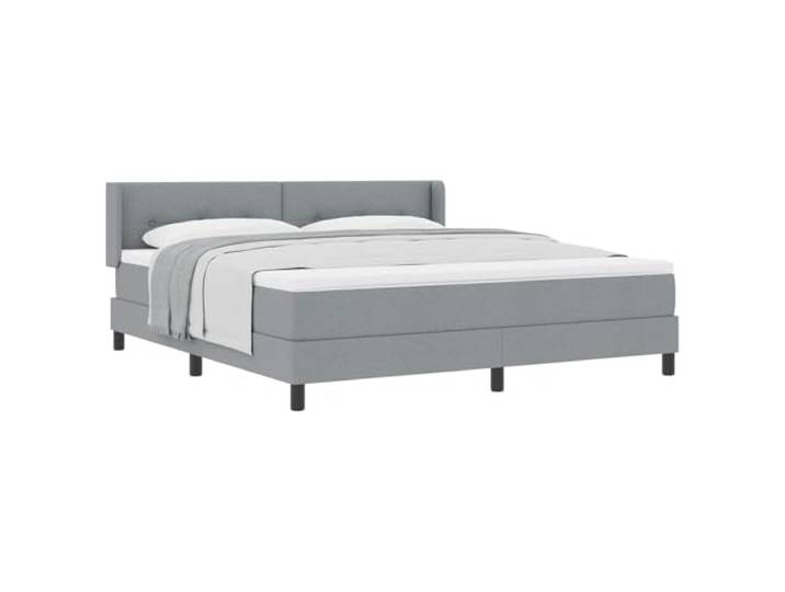KKgypkn Boxspringbett mit verstellbarem Kopfteil Hellgrau 200x180 cm, mittelfeste Taschenfederkernmatratze, Stoffbezug aus Polyester und Kiefernholz