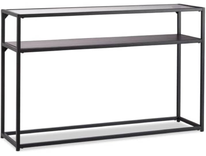 Helloshop26 Konsolentisch, rechteckig, modern, Wohnzimmer, 110 x 30 x 70,5 cm, mit Stauraum und eleganter Glasoberfläche, Schwarz, 13_0018108
