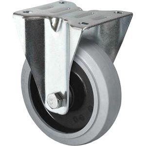 CASCOO Schwerlastrolle Serie R4E2, Bockrolle, 100mm Ø, Gummi, Tragkraft 200kg