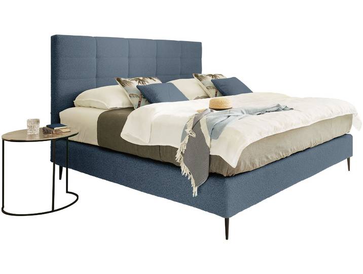 Polsterbett, Strukturbezug, Blau, 182×201 cm, H3 Matratze, FlexiNet®-System, JOKA Mattina